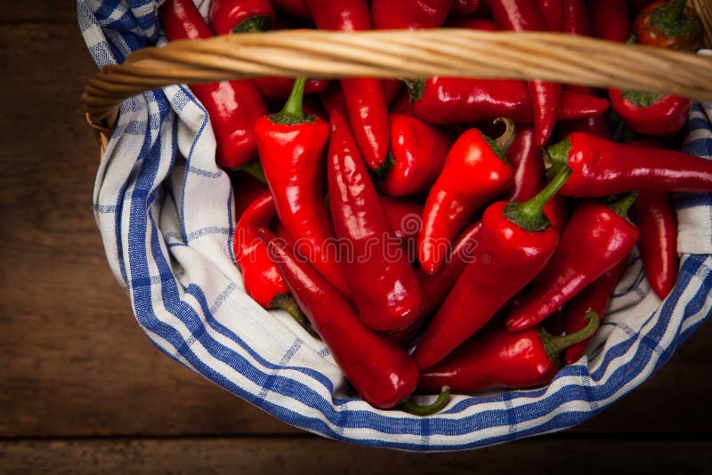 Red Chili Peppers in Basket