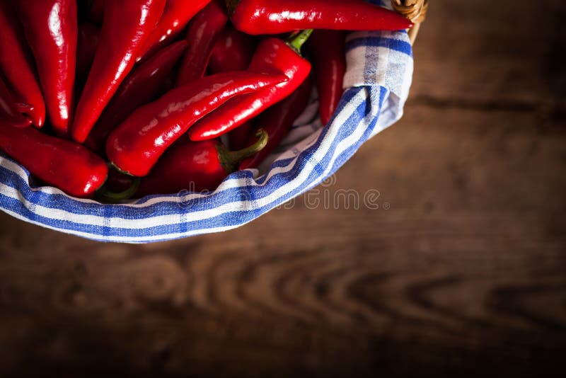 Red Chili Peppers in Basket