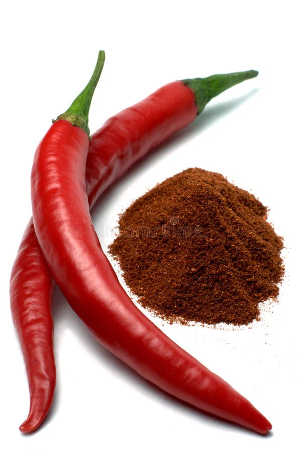 Red Chili Peppers and Chili Powder Stock Photo Image of ingredients