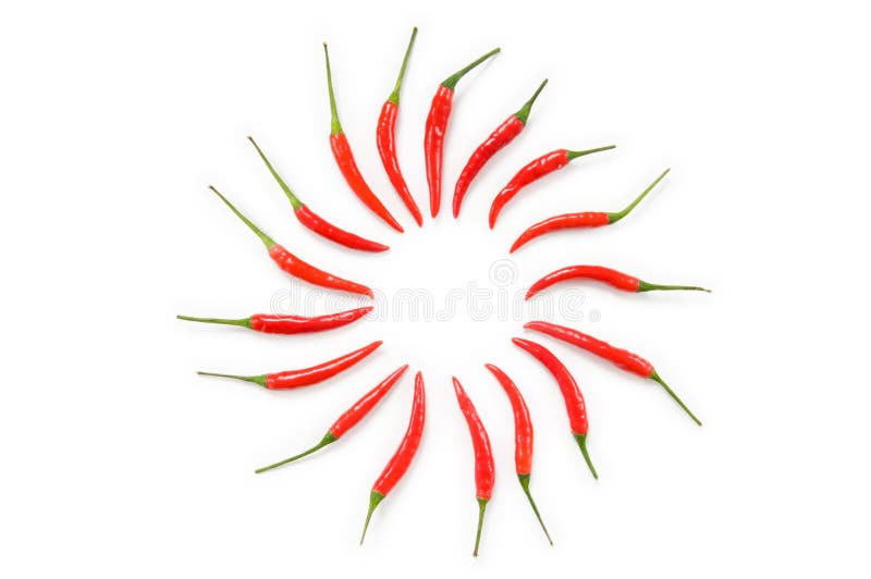 Red chili peppers isolated on the white