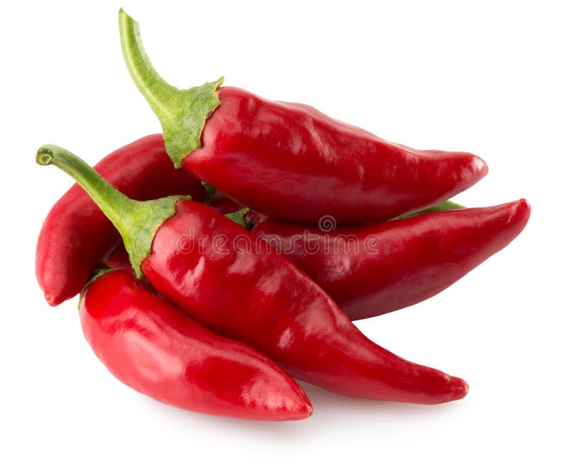 Red chili peppers isolated on the white background.