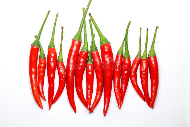 Red chili peppers on white background. isolated fresh hot chili