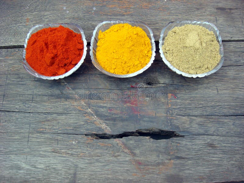 Red Chilli, Turmeric and Coriander Powder Stock Image Image of