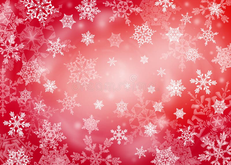 Red Christmas background with snowflakes