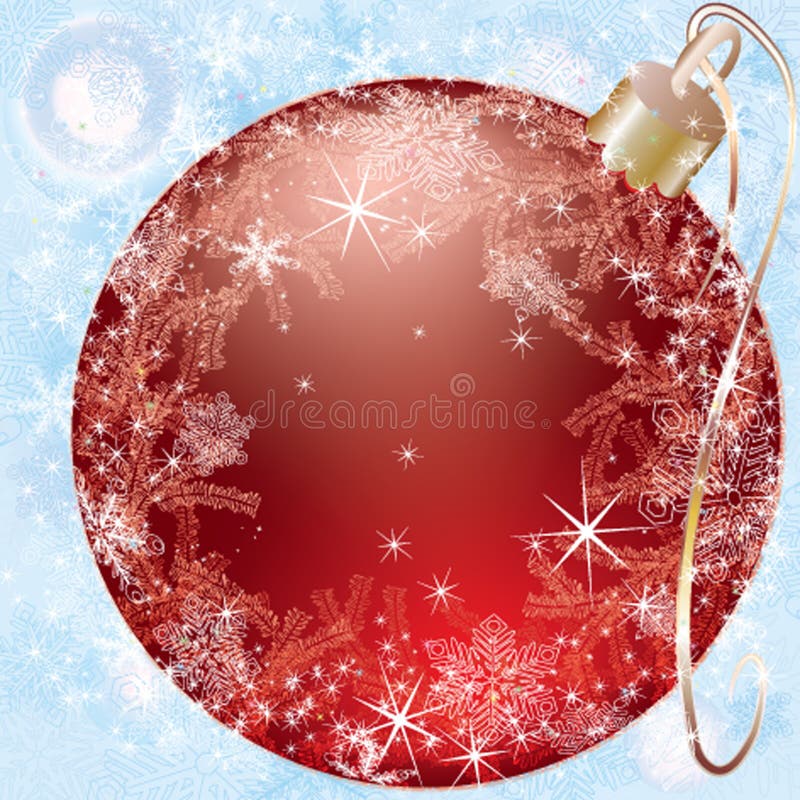 Red christmas ball on a blue background stock illustration Red christmas ball on a blue background stock illustration