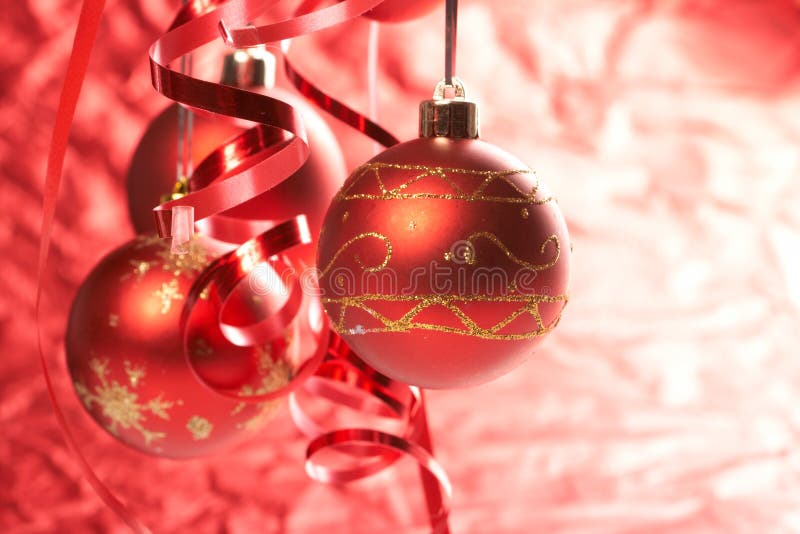 Red Balls Hanging from Christmas Tree Stock Photo Image of tree