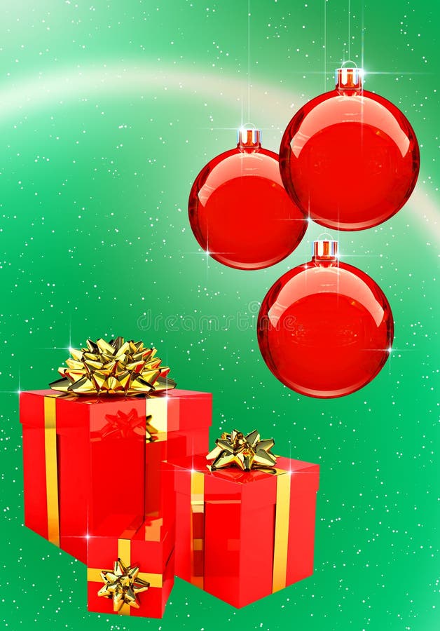 Red Christmas Balls with gift boxes set