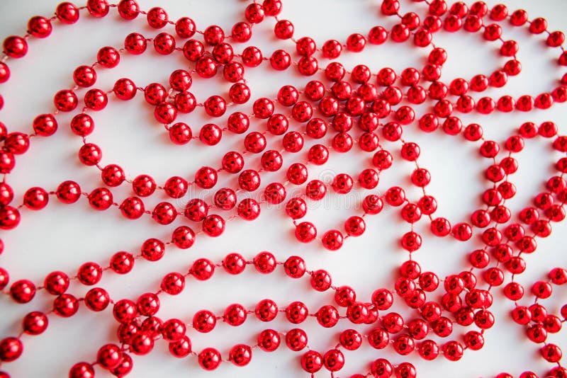 Red Christmas beads stock image. Image of border, closeup 104900125