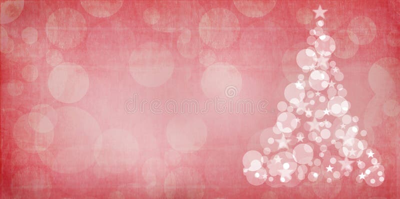 Red Christmas bokeh and Christmas tree with grunge overlay for background. Red Christmas bokeh and Christmas tree with grunge overlay for background