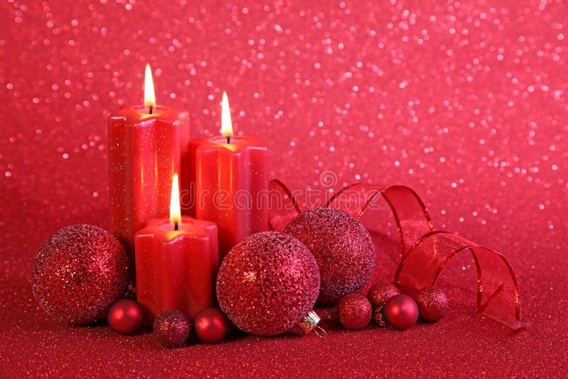 Christmas Candles And Decoration Stock Photo Image of background