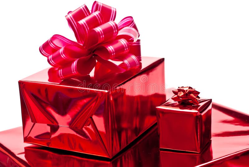 Red christmas gifts boxes