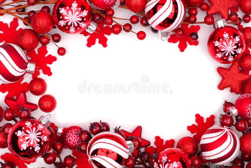 Red Christmas ornament frame isolated on white