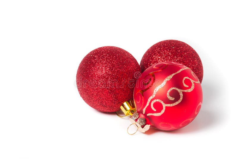 Red and Green Christmas Ornaments on White Stock Image - Image of copy ...