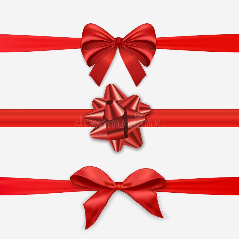 Red Christmas ribbon bow set for holiday season