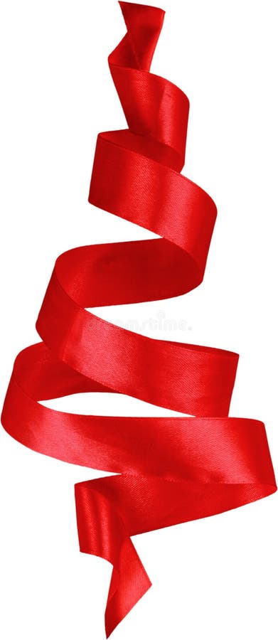 Red Christmas ribbon on white background