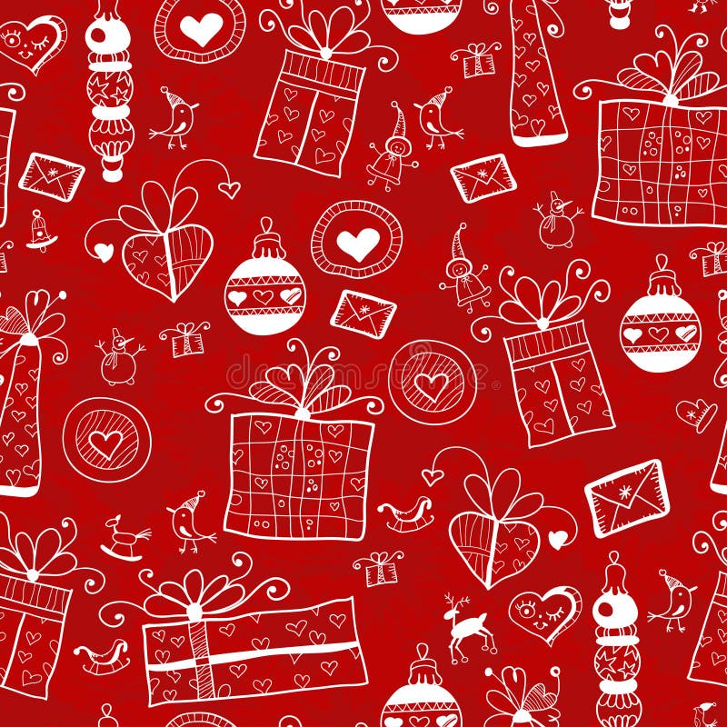 Red Christmas Seamless Pattern Stock Vector Illustration of party