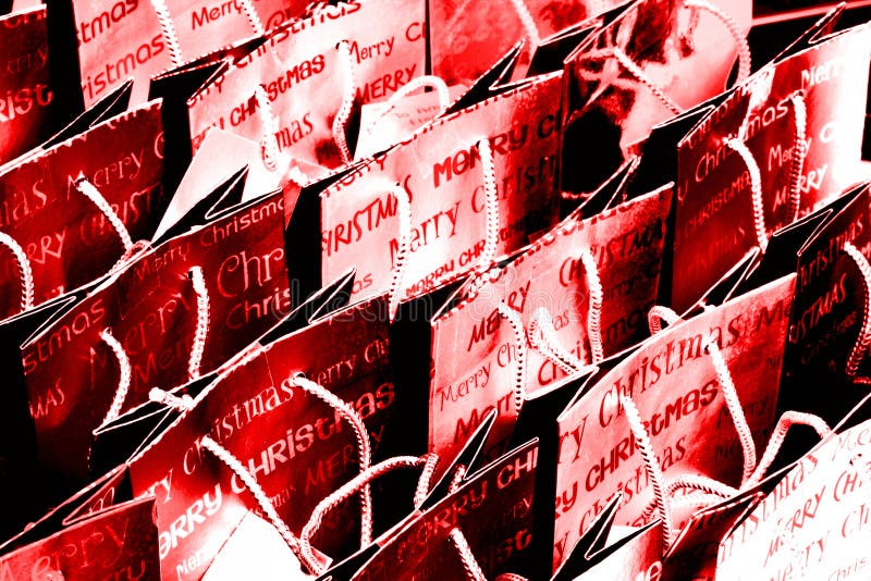 Red christmas shopping bags background