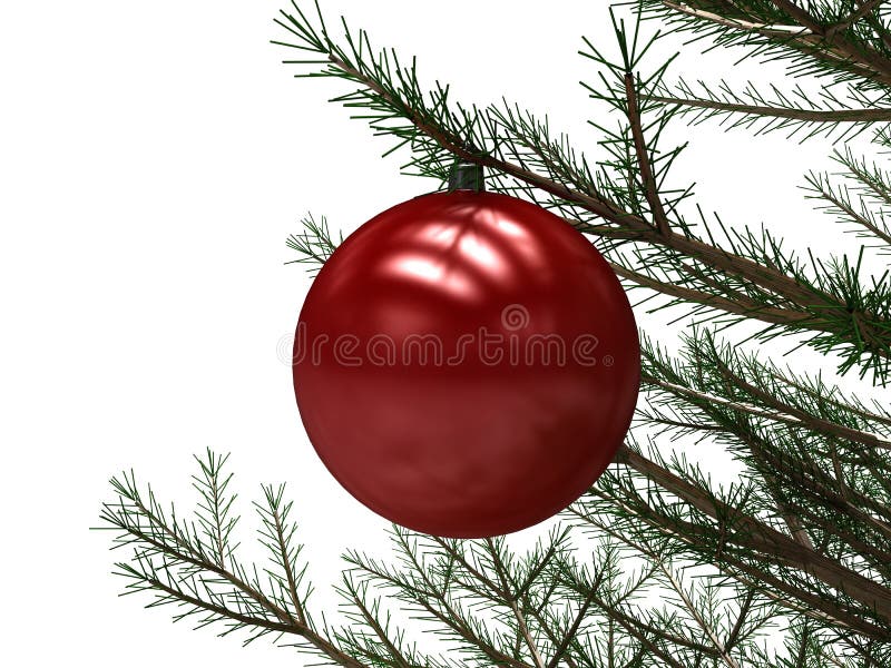 Red Christmas toy attached to a tree branch