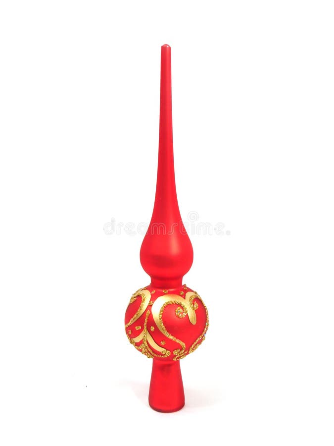 Red Christmas toy for top of fur-tree on white