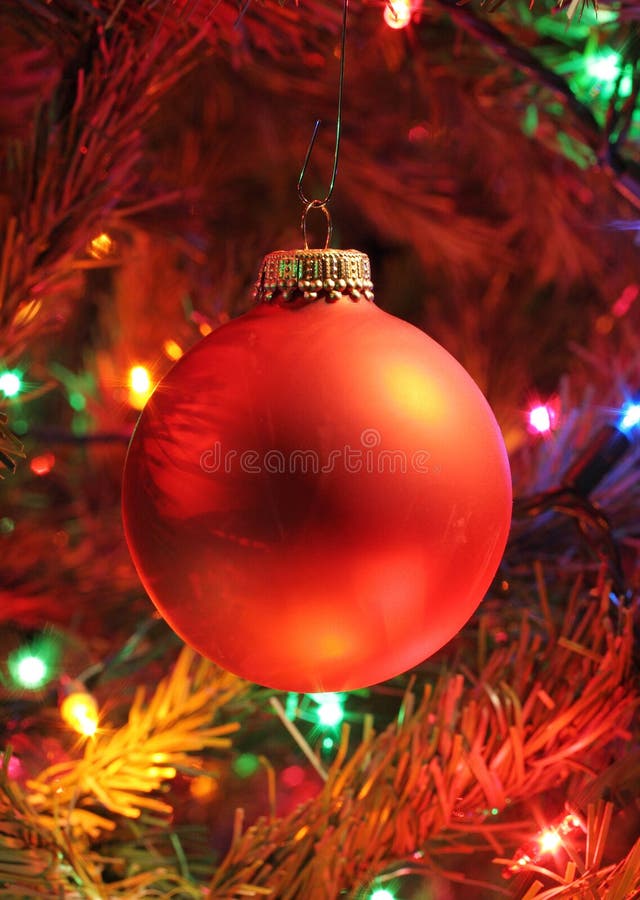Red christmas bulb hanging stock photo. Image of december 13498500