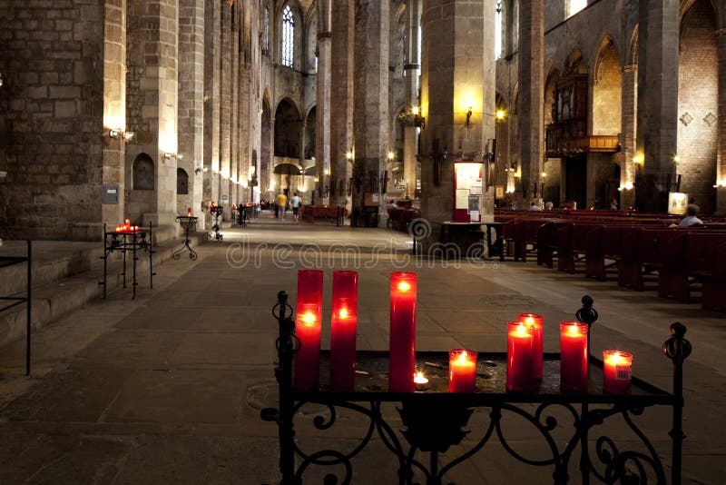 Red church candles stock photo. Image of glow, building 21506392