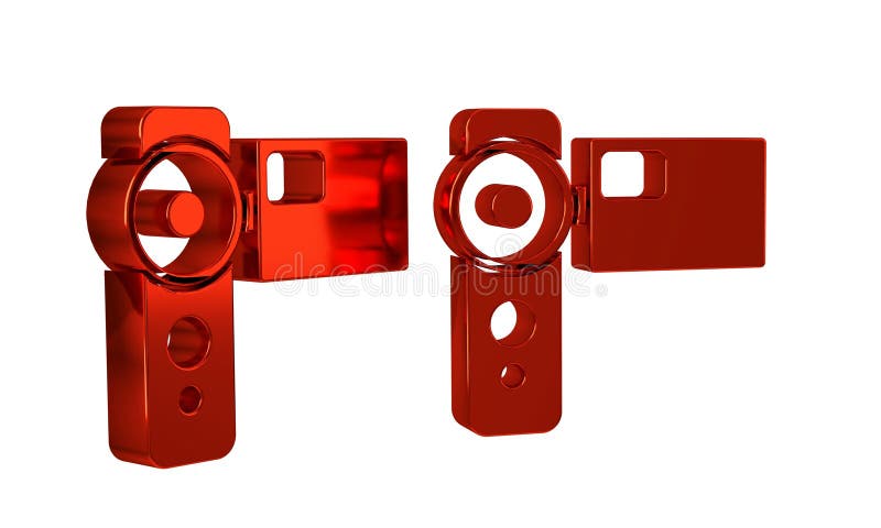 Red Cinema camera icon isolated on transparent background. Video camera. Movie sign. Film projector. .