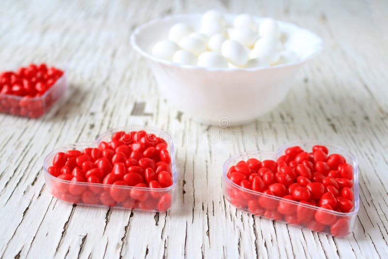 Red Cinnamon Hearts in a Heart Shape Stock Image Image of hard, shape