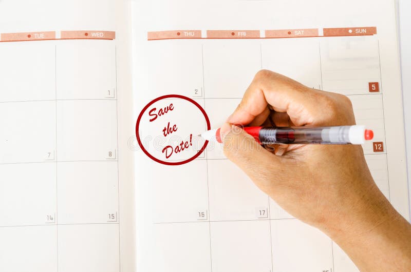 Red circle.Mark on the calendar with words Save the date. royalty free stock images Red circle.Mark on the calendar with words Save the date. royalty free stock images