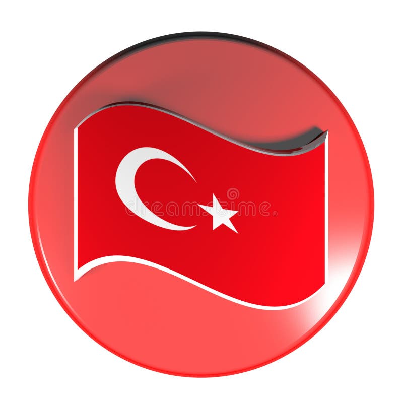 Red Circle Push Button Turkish Flag - 3D Rendering ...