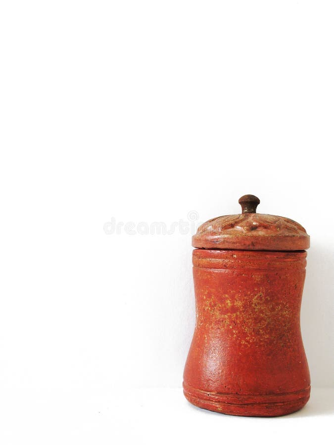 Red Clay Vase with Lid stock photo. Image of closeup 117101916