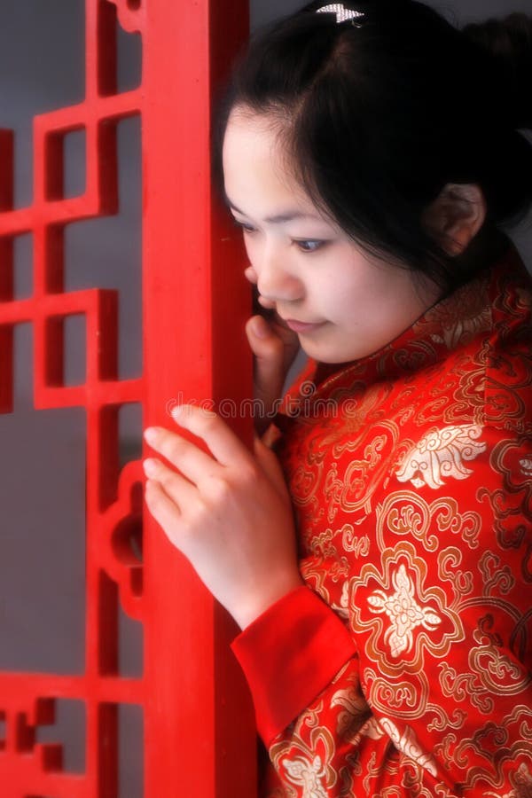 A red clothing girl of China.