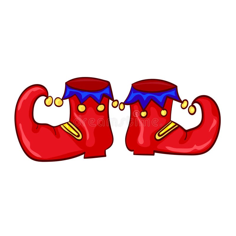Red Clown Shoes with Bells on White Background. Stock Vector - Illustration  of cartoon, drawn: 63883897