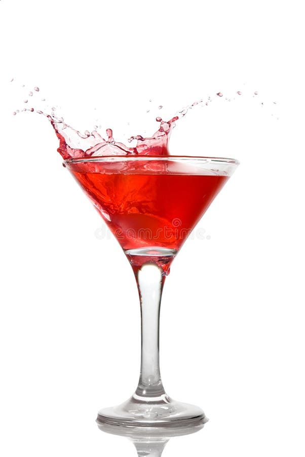 Red cocktail with splash isolated