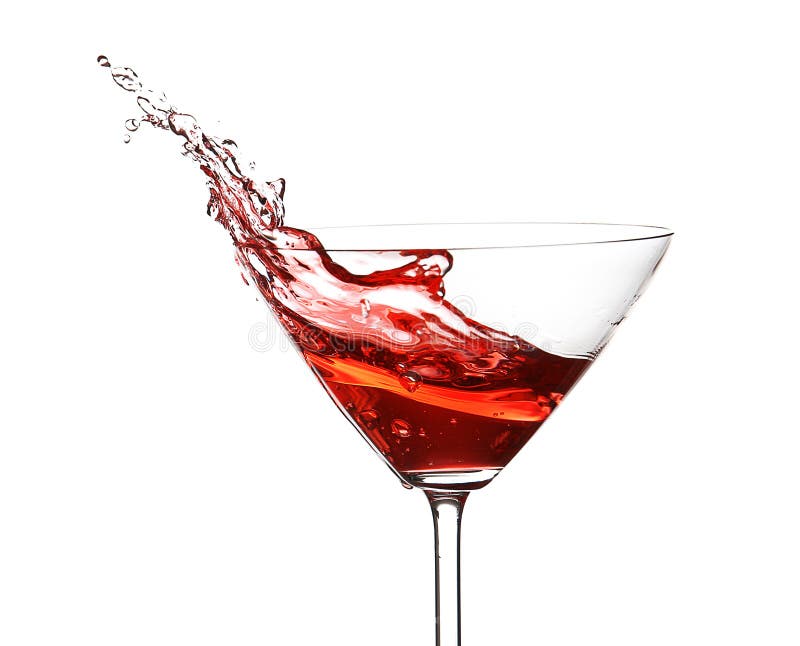 Red Cocktail with Splash, Isolated on White Stock Photo Image of