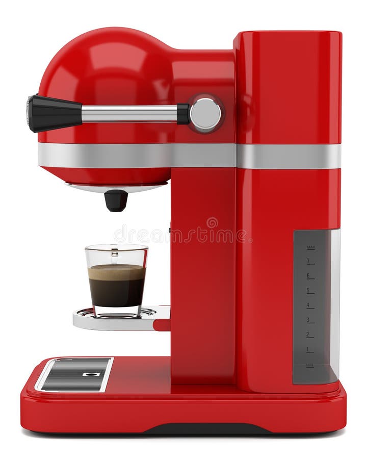 Red coffee machine isolated on white royalty free illustration
