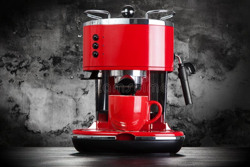 Red coffee machine stock image. Image of background, closeup 57241381