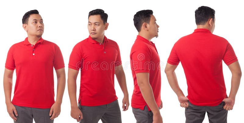 Red Collared Shirt Design Template Stock Photo - Image of design, back ...