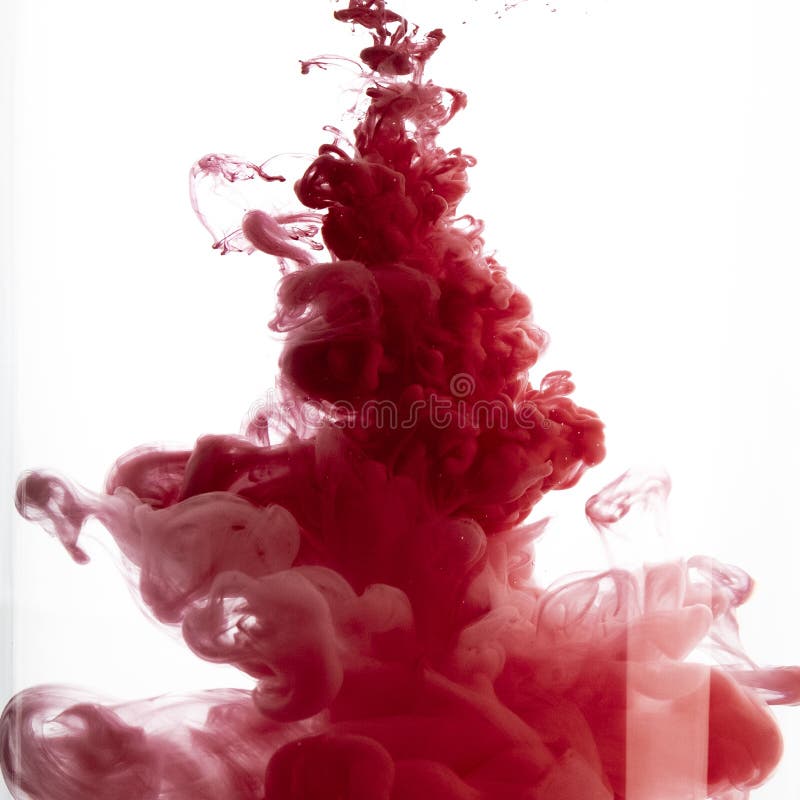 Red Color Flowing in Smoke Forms, Abstract Moving by Acrylic Paint ...