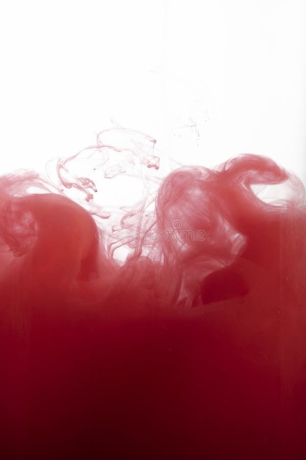 Red Color in Smoke Forms, Smooth Abstract Moving by Acrylic Paint Stock