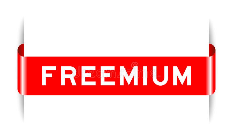Red inserted label banner with word freemium on white background royalty free illustration