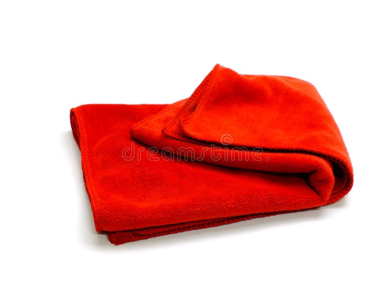 Red micro fiber towel on white background