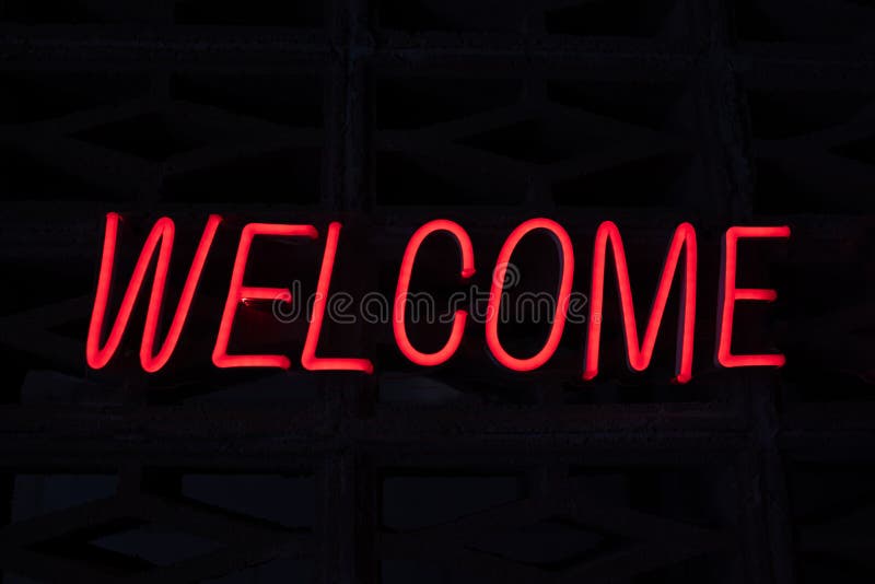 Neon Welcome sign stock image. Image of restaurant, memorabilia - 4001229