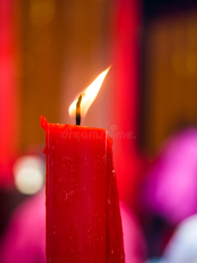 Red Color Wax Candle Light stock image. Image of glare 59638355