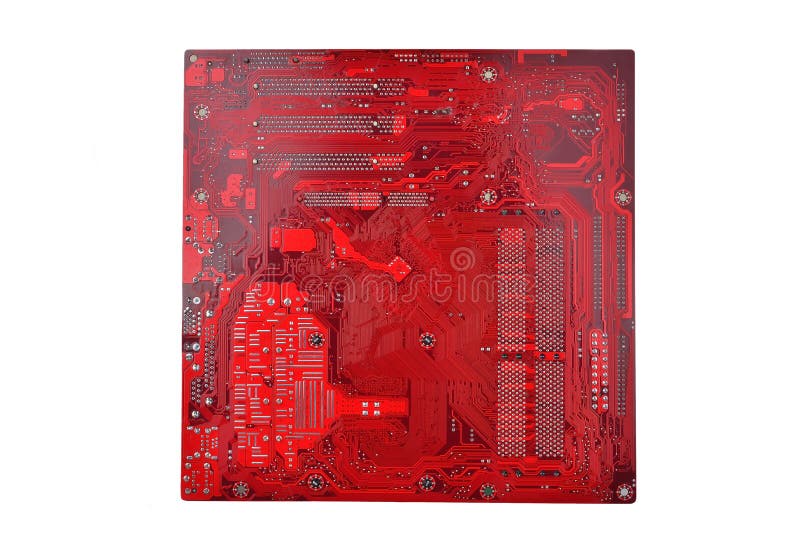 Red computer motherboard stock image. Image of component 102414239