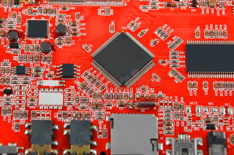 Red computer motherboard stock image. Image of abstract 71291605