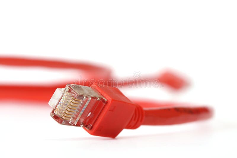 Red computer network cable royalty free stock photos