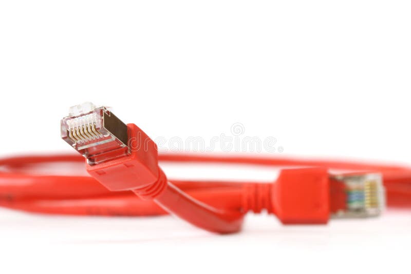 Red computer network cable royalty free stock image