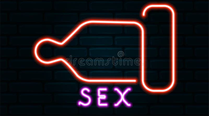 Red Condom Neon Sign Against A Brick Wall Stock Vector Illustration 