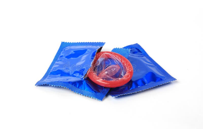 Red Condom With Open Pack Isolated On White Stock Image Image Of Penis Lifestyles
