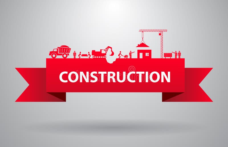 Red construction banner stock illustration